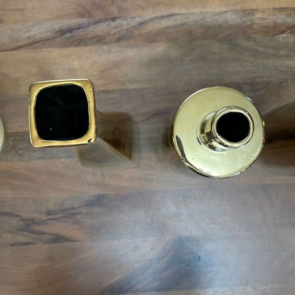 Set of 3 Shiny Gold Narrow Vases Home Decor - Picture 4 of 8